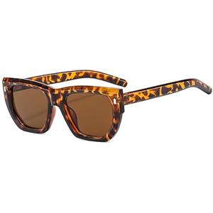 Long Keeper Occhiali Da Sole Da Donna Protezione Uv Vintage Occhi Di Gatto Occhiali Quadrati Occhio Piccoli Cateye (Marrone leopardo)