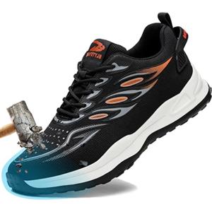YEKOYIOO Scarpe Antinfortunistiche Uomo Donna Leggere Sportive da Lavoro con Punta in Acciaio Scarpe Sicurezza Sportive Scarpe da Cantiere Antiscivolo Traspiranti Grigio Nero 38 EU