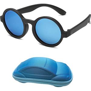 YAMEIZE Kid Piccoli e Cute - Occhiali da Sole Polarizzati Rotondi per Boys Girls dai 3 ai 10 anni Occhiali per Bambini con Protezione UV400 in Gomma Flessibile