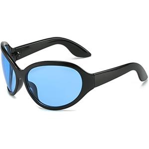 LJCZKA Occhiali da Sole Sportivi Avvolgenti per Donna Uomo - y2k Occhiali da Sole Grandi Occhiali Ovali Vintage con Protezione UV400