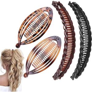 Clyhon 4 PCS Fermagli per capelli a banana, Banana Clip pettine per Capelli, in resina, per capelli e banane, per coda di cavallo, accessori per lo styling dei capelli a incastro per donne e ragazze