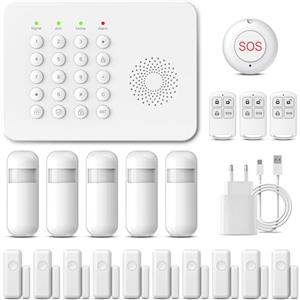 XNY 4G/WiFi Allarme Casa Senza Fili, 24 Pezzi Sistema di Allarme Casa Senza Fili con 1 Sirena, 6 Sensori Per Porte e Finestre, 3 Rilevatore di Movimento, Antifurto Casa Wireless, Tramite APP