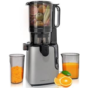 Charmline Estrattore Frutta e Verdura a Freddo, Bocca Larga 130mm, Facile da Pulire, 1,8L Capacità, Slow Juicer Elettrico per Succhi di Frutta e Verdura