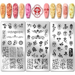 PH PandaHall 3 pz Piastra per Stampaggio Nail Art con Texture Floreale, 61 Motivo Floreale Foglia Nail Stamper Art Decor Nail Stamping Plate Stampa Stencil Unghie per Nail Art Design