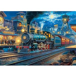 MOJIGE Puzzle da 1000 pezzi, puzzle per adulti, un puzzle impegnativo, per tutta la famiglia, regali per donne, regali per uomini, tema: stazione ferroviaria