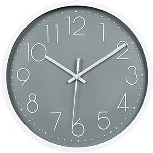 Topkey Orologio da Parete 12 Inch Silenzioso Senza Ticchettio Orologio da Parete per Soggiorno, Camera da Letto, Cucina - Grigio