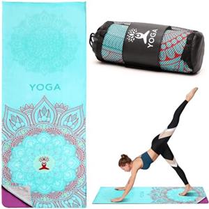 RANJIMA Tappetino da yoga, antiscivolo, per tappetino da yoga, coperta o accessori per il fitness, assorbente, ad asciugatura rapida, per pilates, hot yoga, yoga, 185 x 65 cm