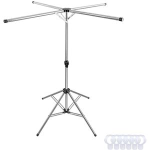 BAOYOUNI Stendibiancheria Pieghevole per Asciugatura Verticale Salvaspazio Portatile Appendiabiti per Camicie, Balcone, Interni, Esterno, Regolabile in Lunghezza e Altezza, Nero+Argento