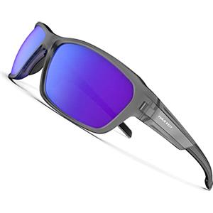 HAAYOT Occhiali da sole polarizzati Uomini Donne Occhiali da sole Sportivi Leggero TR90 Telaio Occhiali da Ciclismo per Pesca Guida Corsa Escursionismo, Ghiera Trasparente e Grigio