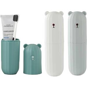 Fine jade2 3 pezzi astuccio per spazzolini da denti per bambini, portaspazzolino portatile, adatto per casa e viaggio, (20 x 5,5 cm), bianco, blu, verde