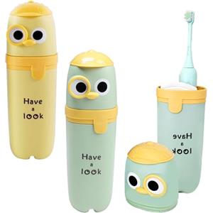 Smavles Custodia da Viaggio per spazzolino da Denti, 2 Pezzi Porta Spazzolino e Dentifricio da Viaggio, Custodia in Plastica, Portatile, per Campeggio, Casa (Stile 1)