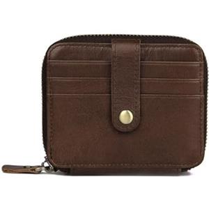 DremFreo Portafoglio Compatto in Pelle 15 Scomparti per Carte, Protezione RFID con cerniera BG502 (Marrone)