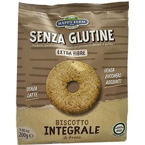 HAPPY FARM Biscotto Integrale di Avena 200g - Senza Glutine e Senza Zuccheri Aggiunti