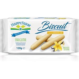 Happy Farm Biscotto alla Vaniglia 120g - Biscotto ricoperto di cioccolato bianco, senza olio di palma