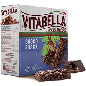 Vitabella CHOCO SNACK - Barrette senza glutine con cereali croccanti, crema al latte e cacao magro - 6 pezzi da 20 g