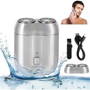 XCWTBL Rasoio elettrico da uomo, portatile, mini rasoio elettrico da uomo, 2 in 1, impermeabile, senza fili, rotante, per viso, bagnato, pulizia profonda