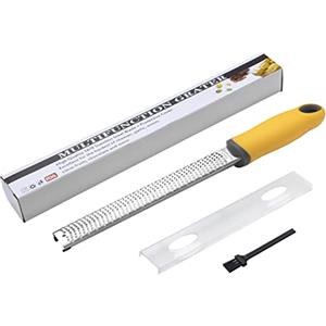 MoonSing Grattugia Formaggio, Manuale Limoni Zester in Acciaio Inossidabile, Grattugia da Cucina per Zenzero, Cioccolato, Aglio, Noce Moscata, Verdure, Frutta con Copertura Protettiva, Spazzola