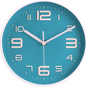 Topkey 8" Orologio Da Parete Rotondo Silenzioso Di Facile Lettura Dei Grandi Numeri Cucina Moderna Nonticking Orologio Da Parete Decorativo Per La Camera Da Letto Ufficio Scuola- Verde Acqua