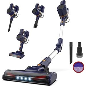 Vastorm Aspirapolvere Senza Fili, Scopa Elettrica Senza Fili 20KPa, 6 in 1 Scopa Elettrica, Autonomia 40Min, Luce LED, Due Filtri a Spugne, Pavimenti Tappeto Peli di Animali Domestici