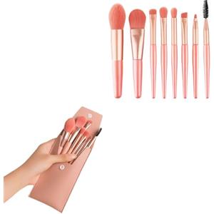 Jiujiutu Set di 8 pennelli professionali per trucco, strumenti cosmetici, fondotinta, blush, sopracciglia, akeup