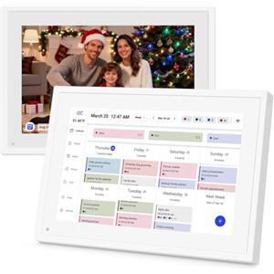 Hesmor Calendario digitale 10,1 Pollici con Touchscreen, Planner Familiare Elettronico & Gestore Attività, 32 GB di Memoria, HD 1280 x 800, Cornice Foto per Anni, Bianco Agenda Digitale