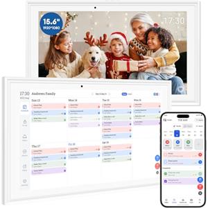 Hesmor Calendario digitale da 15,6 pollici e display touch interattivo con tabella delle faccende domestiche per la pianificazione familiare, ideale per organizzare l'agenda da parete