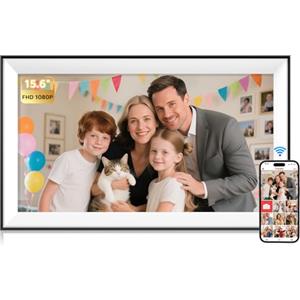 Hesmor Cornice digitale da 15,6 pollici WLAN FHD 1920 * 1080 IPS con touchscreen Cornice fotografica elettronica con 32 GB di memoria, rotazione automatica, facile condivisione