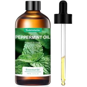 YUEONEWIN Olio di menta piperita 100 ml, oli essenziali di menta piperita puri per diffusore, oli profumati per aromaterapia, massaggi, fai da te, sapone, creazione di candele, bagno, regali per donne di Natale