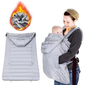 Orzbow Cover Marsupio Neonato Invernale, Universale Copri Marsupio Neonato Impermeabile, Parte Superiore Staccabile, Caldo Vello Corallo, Leggero, Lavabile in Lavatrice, Grigio Chiaro