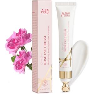 ANAI RUI ANAiRUi Crema Occhi alla Caffeina alla Rosa, Crema Naturale per Occhiaie e Occhi Gonfi, Allevia la Stanchezza e i Sintomi dello Stress dell'Area Oculare
