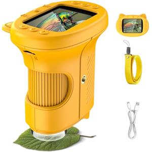 OAEBLLE Microscopio Bambini, Microscopio Digitale 1000X con Schermo IPS 2,4″, 8 LED, USB Ricaricabile, Giocattolo Educativo per Scuola, Idea Regalo di Natale e Ritorno a Scuola, per Bambini 3-12 Anni