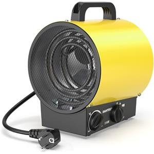 DAHTEC Termoventilatore 2000W - Stufetta Elettrica Portatile - Riscaldamento Industriale - Maniglia, Termostato e Protezione da Surriscaldamento (Giallo)
