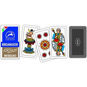 Modiano Bergamasche Blu 150° Anniversario - Carte da gioco regionali bergamasche in cartoncino duplex rinforzato 410 gmq - Scopa, Briscola, Tresette - 100% Made in Italy
