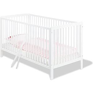 PINOLINO Lettino Pinolino Lenny, per materasso 70 x 140 cm e 3 barre rimovibili, trasformabile in letto junior, altezza regolabile in 3 posizioni in pino massiccio, bianco