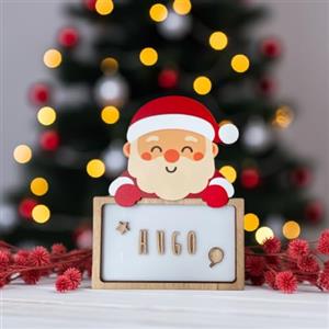WONDEE Decorazioni Natalizie in Legno Personalizzate, Lampada Luce Notturna Personalizzata per Neonati e Bambini Babbo Natale - Decorazione natalizio personalizzabile per la casa, l'albero o la stanza