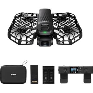 HOVERAir X1 PRO Action Cam Volante, drone 4k pieghevole con 10+ Modalità di Volo Completamente Automatiche, 42 KM/H Velocità di Follow, Vola Ovunque con OmniTerrain(Basic Combo)&beacon&joystick
