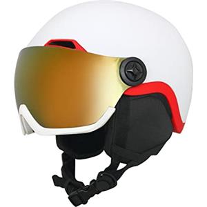 EnzoDate Casco da snowboard con visiera integrata Scudo 2 in 1 Caschi da neve da sci Maschera staccabile intercambiabile, Lente per a costo aggiuntivo