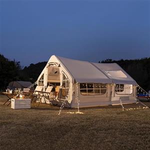 Generico Tenda Gonfiabile Pro da Campeggio, 4 Stagioni, Impermeabile, per 6-8 Persone, con Pompa, 385*260*200cm