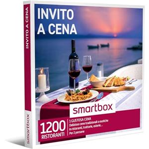 Smartbox - Cofanetto regalo Invito a cena - Idea regalo originale - 1 cena di 2 o 3 portate per 2 persone