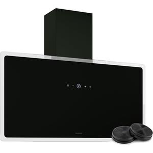 Klarstein AlizeEdge - Cappa da Cucina, 90cm, Cappa Aspirante, Design Piatto, 487 m³/ora, Efficienza Energetica A+, LED: 2x2W, Silenziosa: 38 dB, Touch Control, Filtri Lavabili, Scarico & Ricircolo