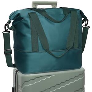 DMLuna Borsone da viaggio, borsa sportiva da palestra, borsa da spalla per il weekend, per donne e uomini, borsa da ospedale, borsone espandibile con custodia trolley/tasca bagnata, verde scuro