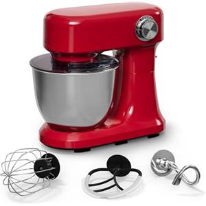 Klarstein Bella Evo Robot da Cucina 1500W - 5L Acciaio Inox, 12 Velocità, Planetaria, Pulse, Gancio Impasto & Frusta, Paraspruzzi - Robot da Cucina Multifunzione, Rosso