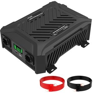 MFUZOP Power Inverter 12v/24V 220v onda pura 1200W/2300W Convertitore con sistema di rilevamento intelligente, con 2 prese AC, 1 porta Type-C, 1 porta USB 5V 2.1A & LCD-Display