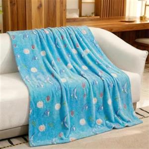 LXTOPN Coperta per Bambini, Coperta Dinosauro, Coperta Unicorno che Luce al Buio, Coperta in Flanella per Camera da Letto per Ragazzi e Ragazze (Blu Oceano, 130 x 150 cm)