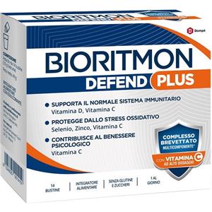 Dompe' Bioritmon Defend Plus - Integratore Alimentare in 14 Bustine per il Sistema Immunitario e Benessere Psicologico con Vitamina C
