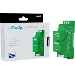 Shelly Wave Pro Dimmer 1PM - Dimmer Smart Z-Wave a 1 Canale con Misurazione dei Consumi, 200 W, Domotica, Montaggio su Guida DIN, Hub Z-wave Richiesto, SmartStart, Regolazione della Luminosità