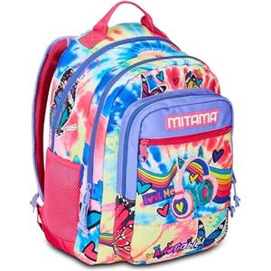 Mitama Zaino Triplo Scomparto Tie Music con Tasca frontale, Rosa, Scuola Elementare e Tempo Libero, Bambina Ragazza