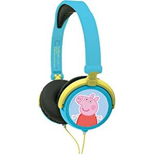 Lexibook, Peppa Pig, Cuffie stereo, volume sicuro per bambini, pieghevole e regolabile, blu/verde, HP015PP