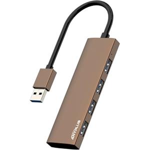 ANYPLUS Hub USB 3.0, 4 Puertos Múltiples Adaptadores USB 3.0, Ultra Allumiio Lega Hub USB Por PC, Portátil, Macbook, Imac, Surface Pro, Mac Pro, Memoria Flash, XPS【Marrón】