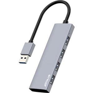 ANYPLUS Hub USB 3.0, 4 Porte Sdoppiatore Multi USB 3.0 Adattatore, Ultrasottile Alluminio Lega USB Hub per PC, Laptop, PS5, MacBook, iMac, Surface Pro, Mac Pro, Flash Drive, XPS【Grigio】